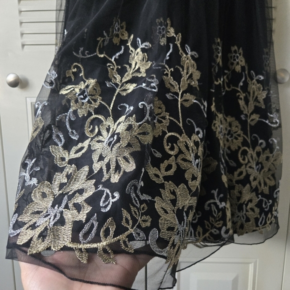 Geode Formal Black Gold Sheer Panel Dress Size XL - Picture 2 of 11
